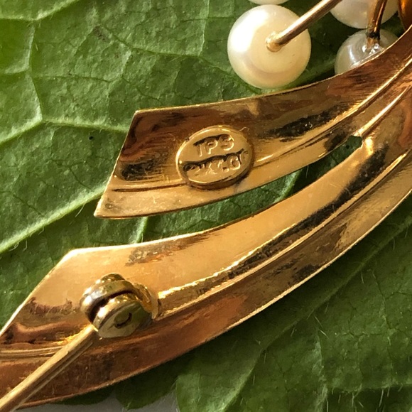 Vintage 12k Gold Filled Pearl Bow Brooch - Picture 5 of 5